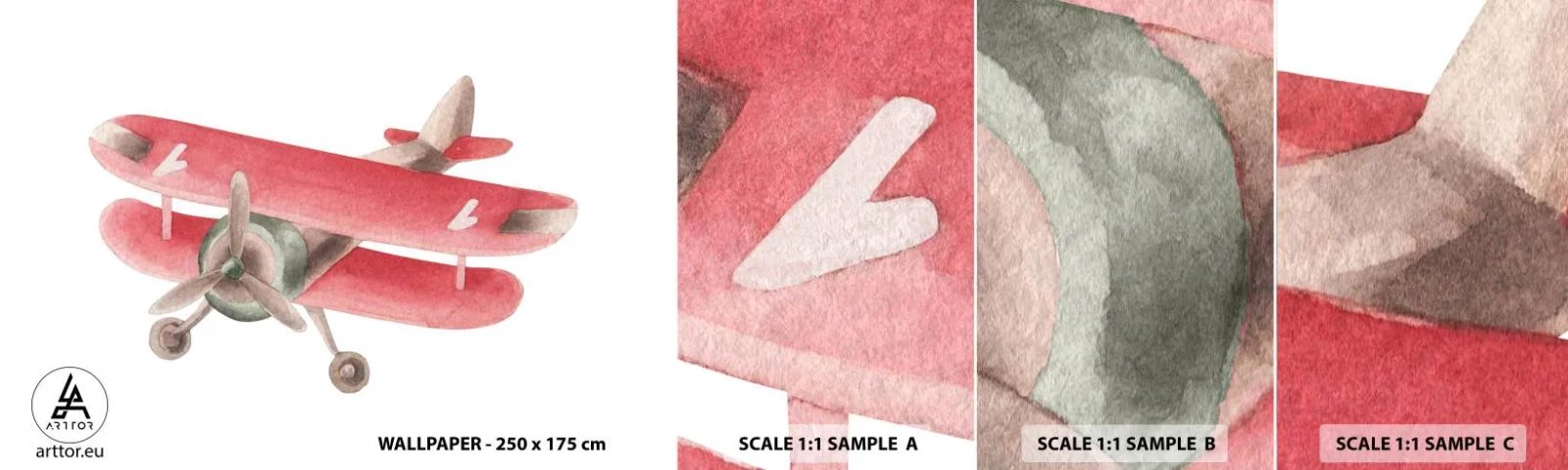 Mostră de Tapet Standard Eco - Gata pentru zboruri la mare înălțime - Avion, Pentru copii, Epocă - 100x30 cm