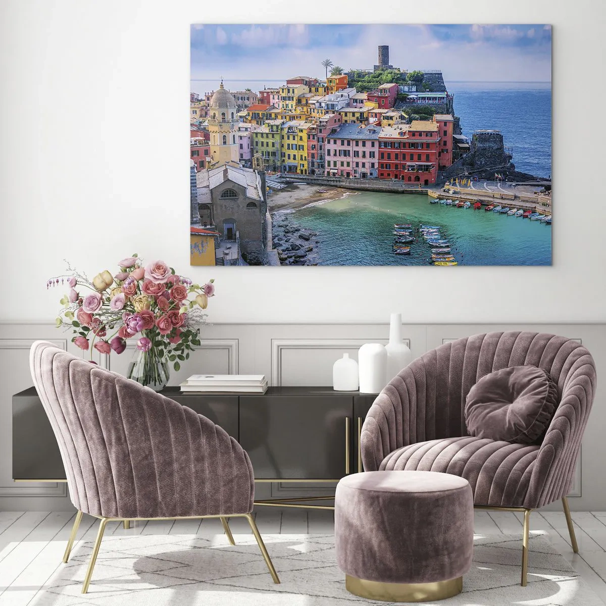 Tablou pe sticlă - Orașul mediteraneean magic - 100x70 cm