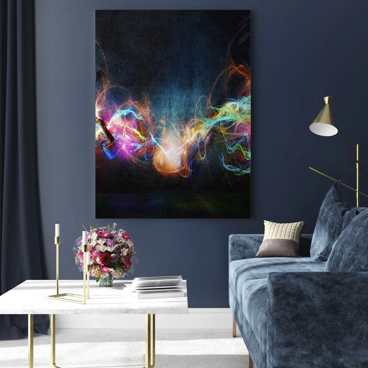 Tablou pe sticlă - Cu bucurie împotriva întunericului - 50x70 cm