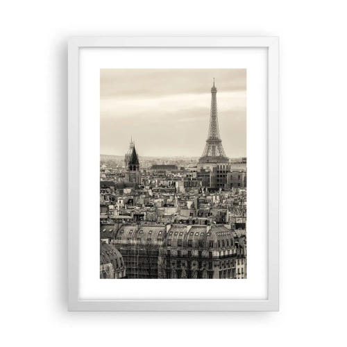 Poster în ramă albă - Deasupra acoperișurilor Parisului - 30x40 cm