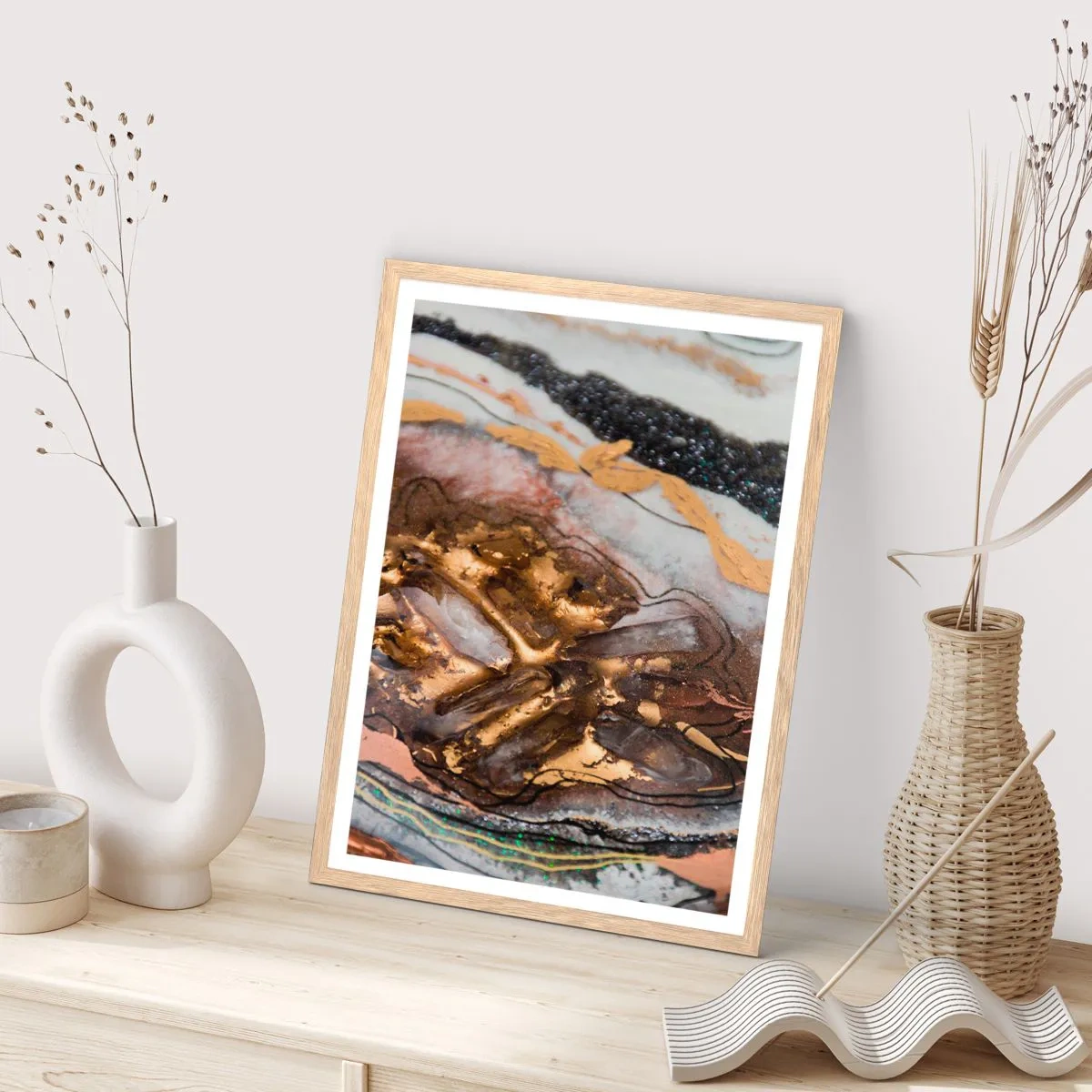 Poster în ramă de stejar deschis - Elementul pământ - 30x40 cm