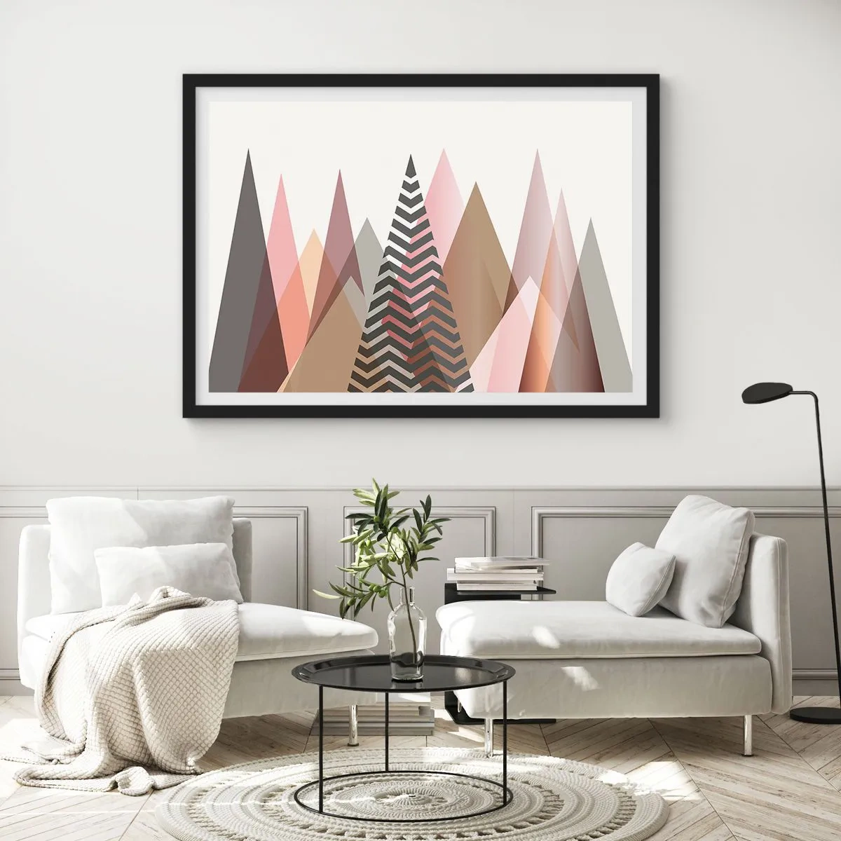 Poster în ramă neagră - Construcție piramidală - 70x50 cm