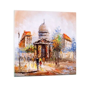 Tablou pe sticlă - O plimbare pariziană - 30x30 cm