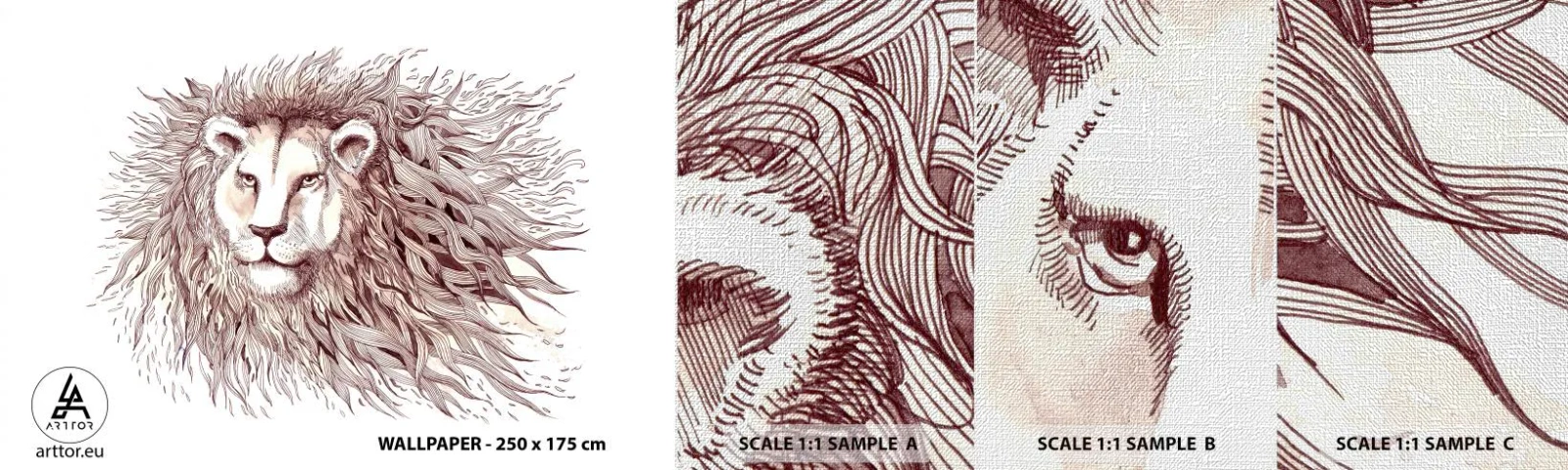 Mostră tapet Premium Canvas - Împăratul flamboaiant - Animale, Leu, Abstracția - 100x30 cm