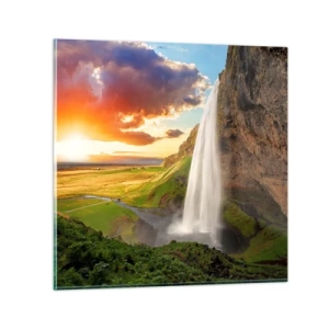 Tablou pe sticlă - Vara plină de Islanda - 30x30 cm