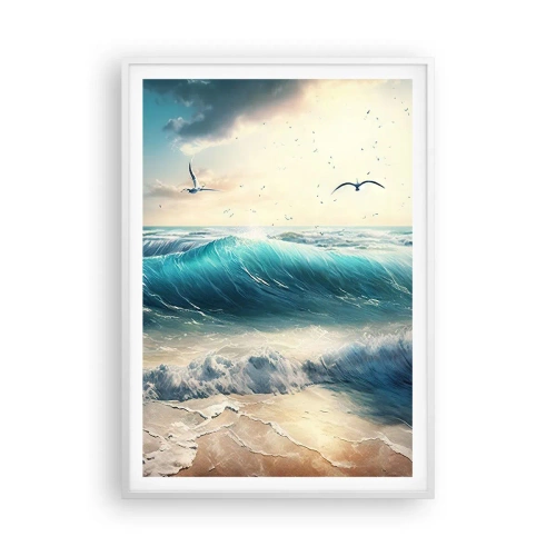 Poster în ramă albă - Sunetul valurilor doar pentru tine - 70x100 cm
