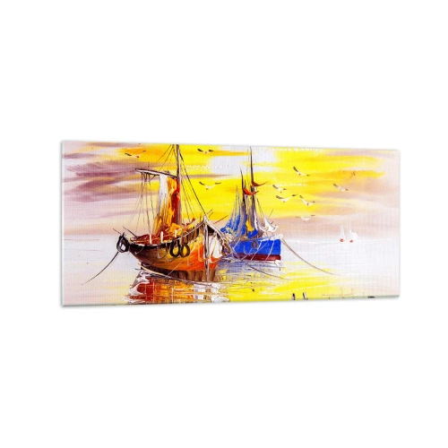 Tablou pe sticlă - O binemeritată odihnă în port - 120x50 cm