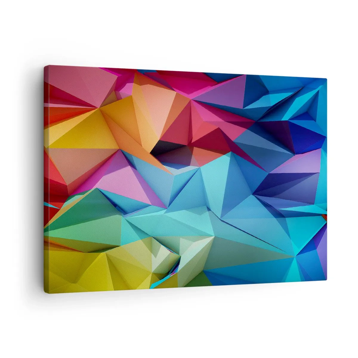 Tablou pe pânză Canvas - Abstracție geometrică colorată în culori vii - 70x50cm - Origami de curcubeu - Decorațiune modernă pentru perete pentru living și dormitor ARTTOR