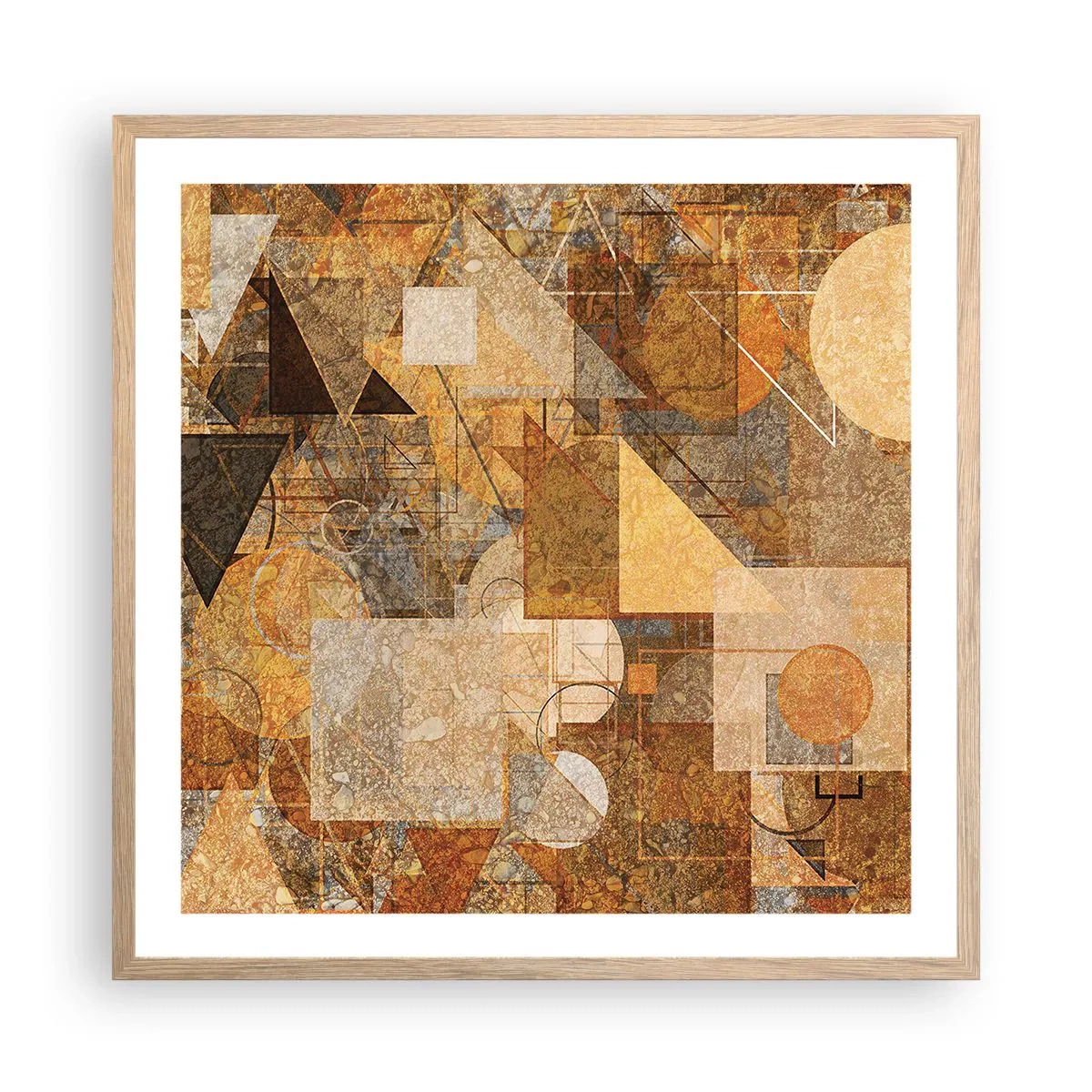 Poster în ramă de stejar deschis - Studiu cubist de bronz - 60x60 cm
