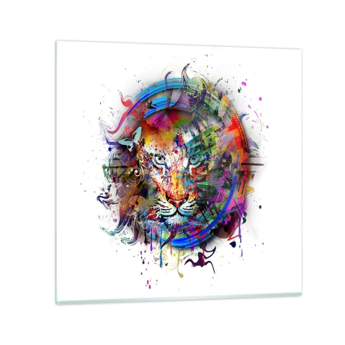 Tablou pe sticlă - Ascunzându-se în spatele voalului curcubeu - 70x70 cm