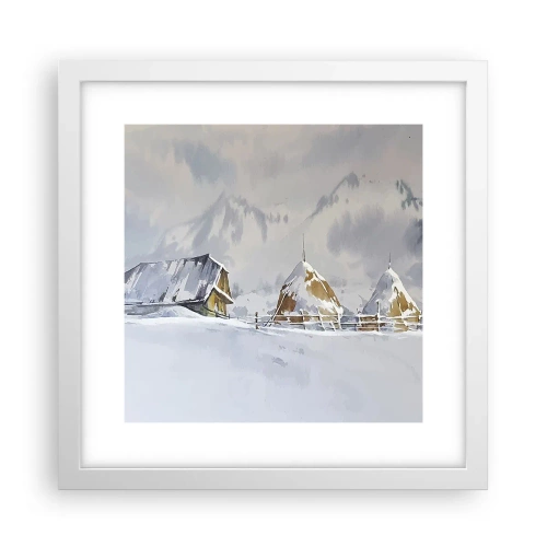 Poster în ramă albă - Într-o vale înzăpezită - 30x30 cm