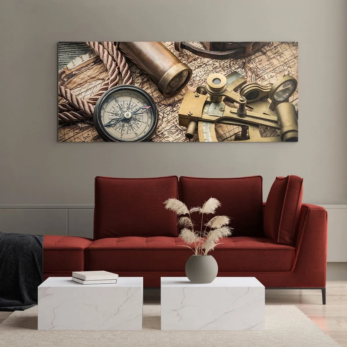 Tablou pe sticlă - Stabilește cursul - 90x30 cm