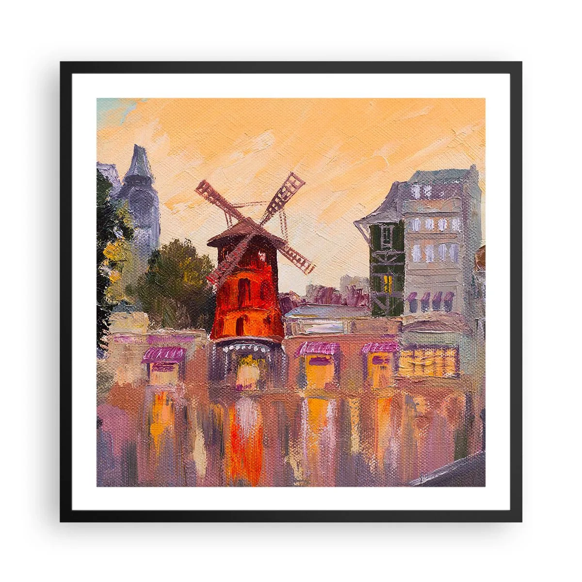 Poster în ramă neagră - Icoane pariziene - Moulin Rouge - 60x60 cm