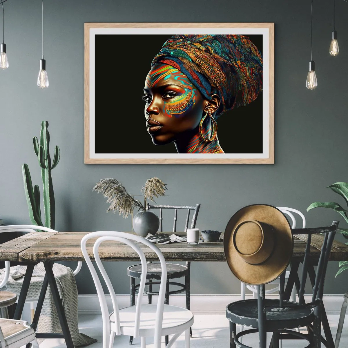 Poster în ramă de stejar deschis - Regina africană - 40x30 cm