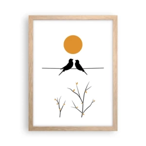 Poster în ramă de stejar deschis - Seară cu privighetori - 30x40 cm