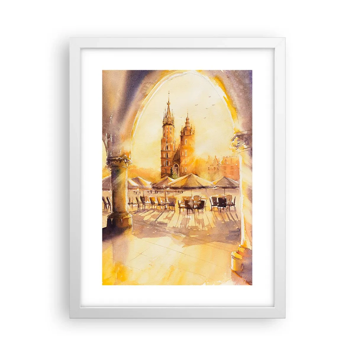 Poster în ramă albă - Răsărit în Cracovia - 30x40 cm