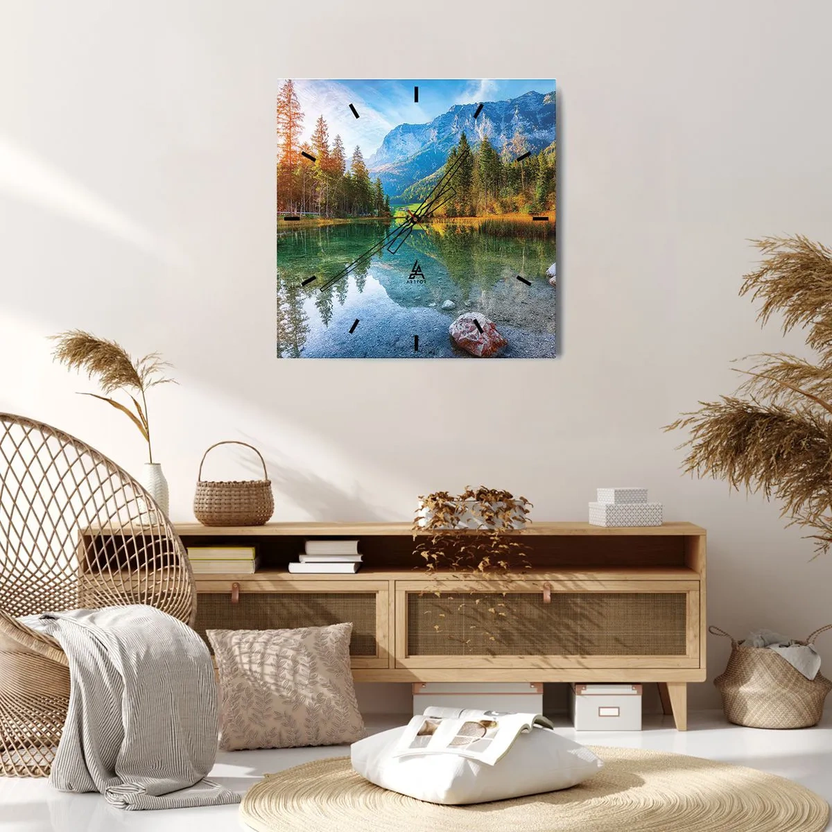 Ceas de perete - Ceas pe sticlă - Blândețea toamnei - 40x40 cm