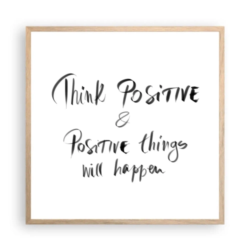 Poster în ramă de stejar deschis - Cum să trăim bine? - 60x60 cm