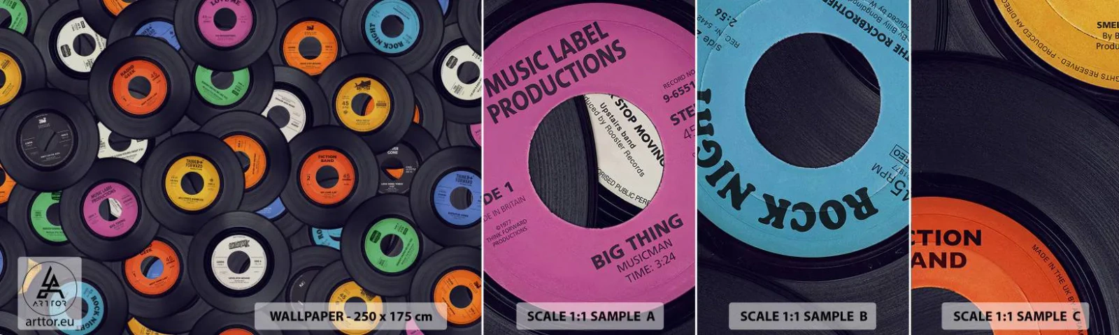 Mostră de Tapet Standard Eco - Culorile clasicilor - Vinil, Muzică, Epocă - 100x30 cm