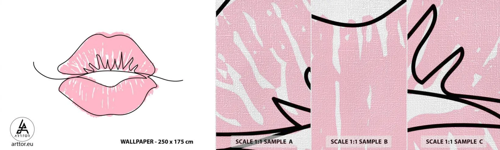 Mostră tapet Premium Canvas - Vrei un sărut? - Grafică, Buze roz, Bucată - 100x30 cm