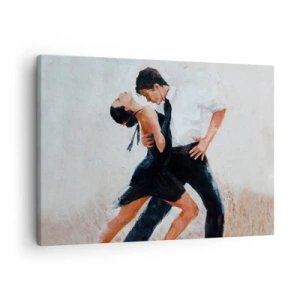 Tablou pe pânză Canvas - Un cuplu dansând într-o fotografie elegantă și senzuală - 70x50cm - Tangoul visurilor mele - Decorațiune modernă pentru perete pentru living și dormitor ARTTOR