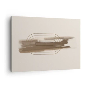 Tablou pe pânză Canvas - O compoziție minimalistă în nuanțe de bej și gri cu un model geometric - 70x50cm - O adiere de gri - Decorațiune modernă pentru perete pentru living și dormitor ARTTOR