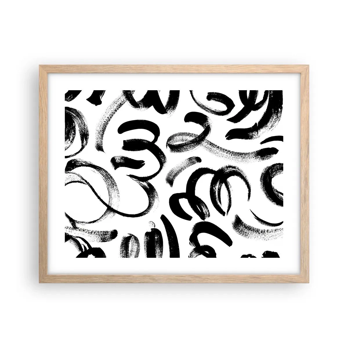 Poster în ramă de stejar deschis - Negru pe alb - 50x40 cm