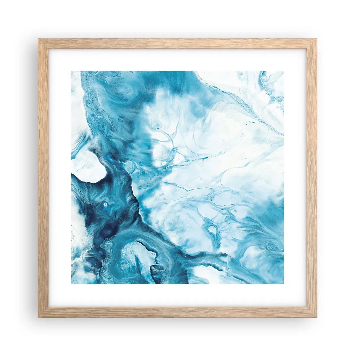 Poster în ramă de stejar deschis - Concert de nuanțe de albastru - 40x40 cm