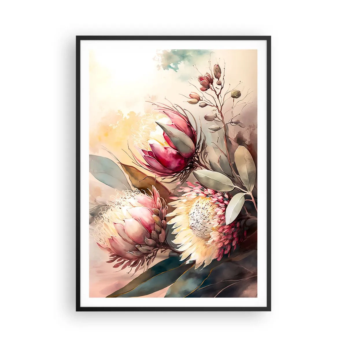 Poster în ramă neagră - Profil și en face - 70x100 cm