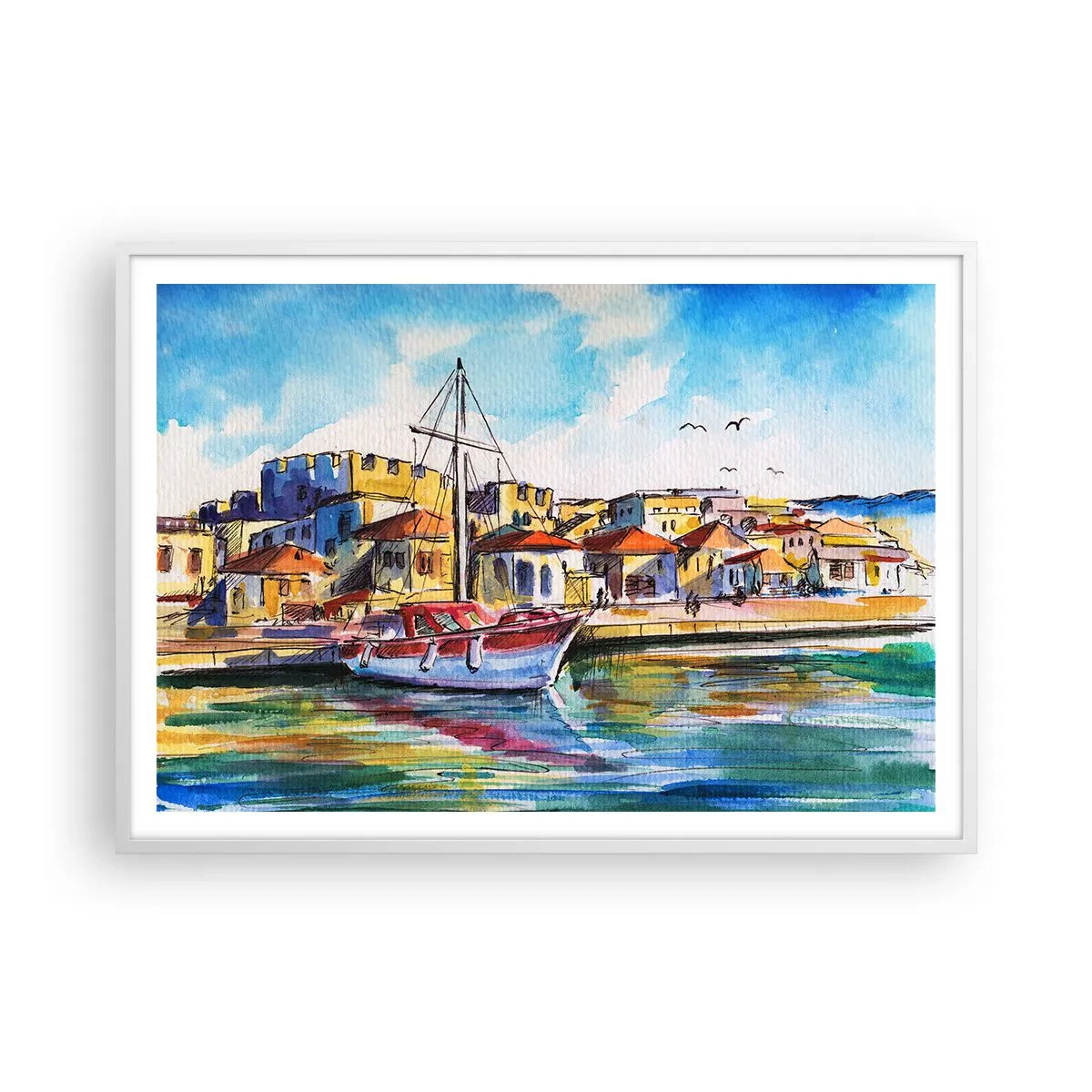 Poster în ramă albă - Curcubeu după-amiază - 100x70 cm
