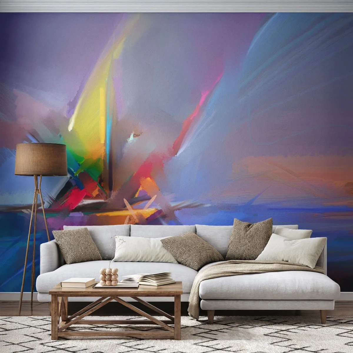 Tapet Standard Eco - Iute ca o pasăre - Abstracția, Bucată, Barcă cu pânze - 400x280 cm