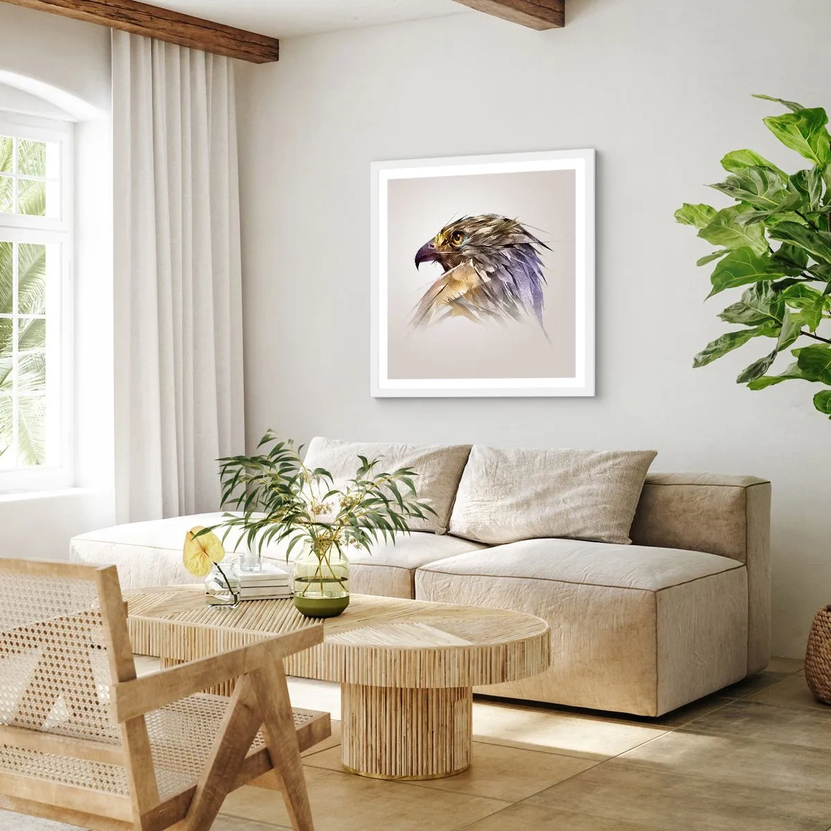 Poster în ramă albă - Portretul unui războinic - 50x50 cm