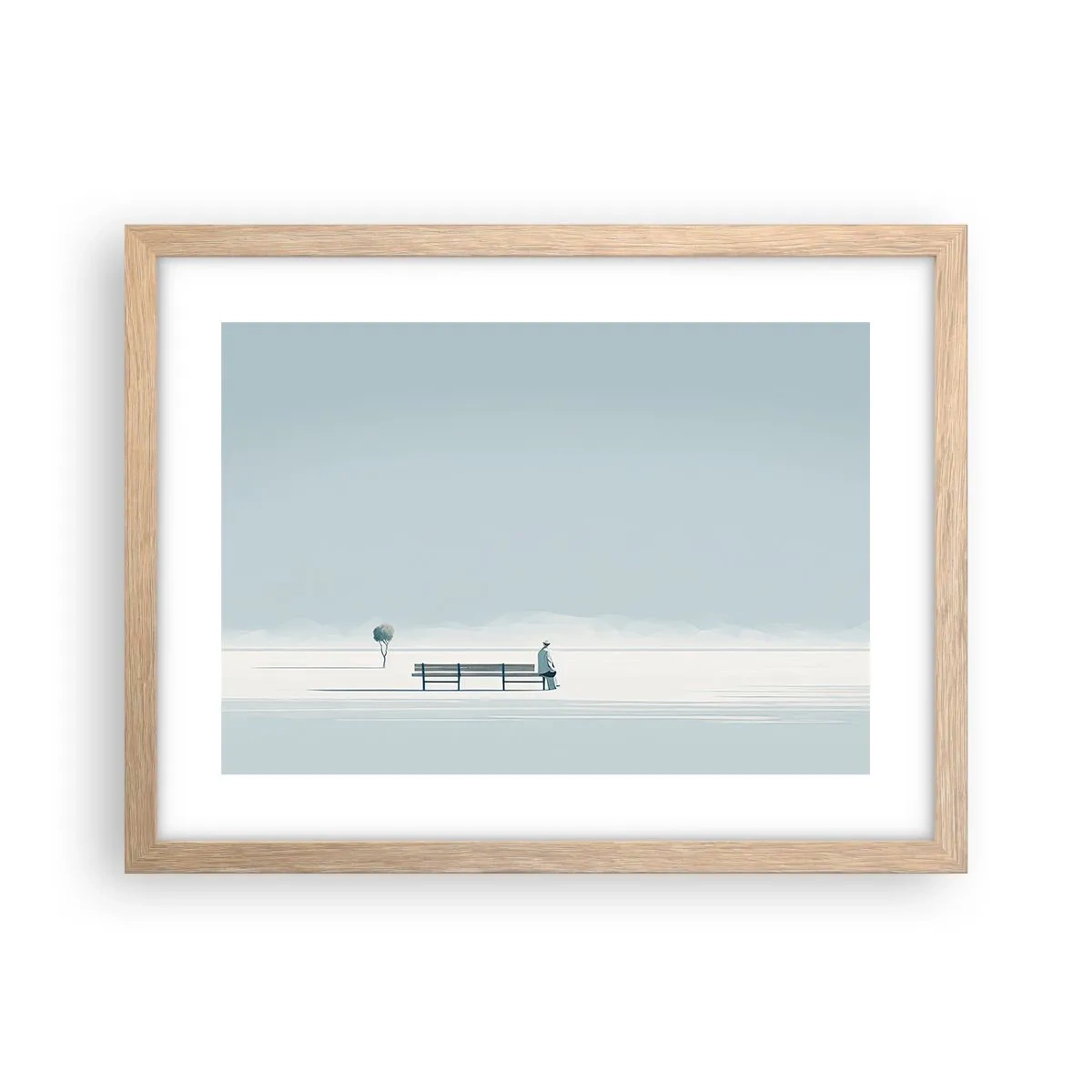 Poster în ramă de stejar deschis - Da, aștept. - 40x30 cm