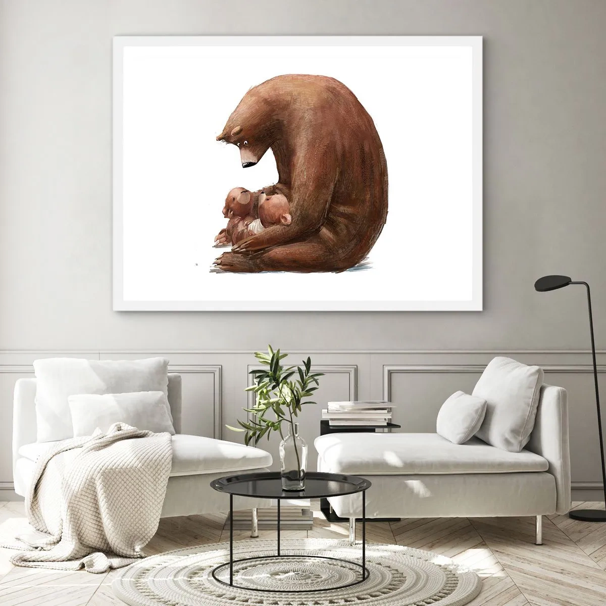 Poster în ramă albă - Vise plăcute, copii - 70x50 cm