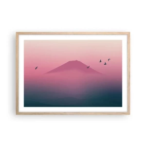 Poster în ramă de stejar deschis - Călători deasupra norilor - 70x50 cm