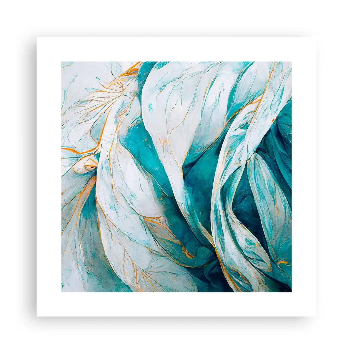Poster - Abstractul albastru cu motiv auriu - 40x40 cm