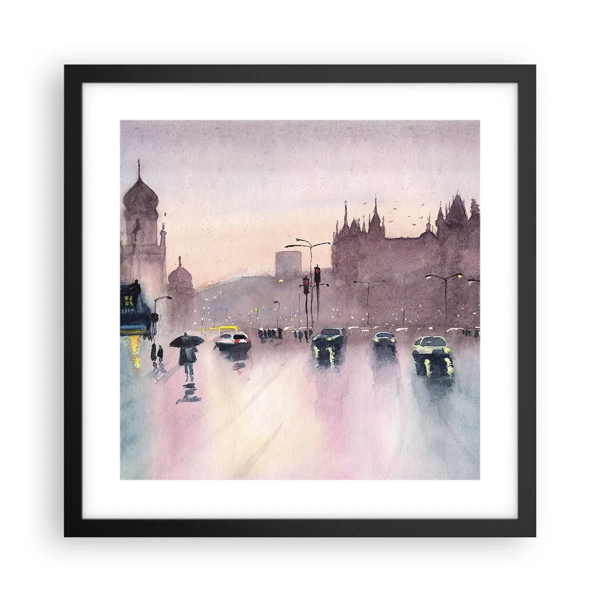 Poster în ramă neagră - Într-o ceață ploioasă - 40x40 cm