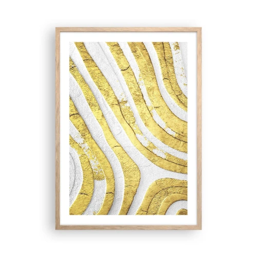 Poster în ramă de stejar deschis - Compoziția în alb și auriu - 50x70 cm