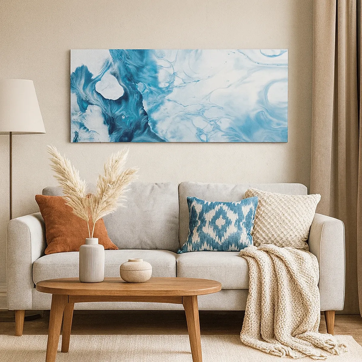 Tablou pe pânză - Concert de nuanțe de albastru - 30x30 cm