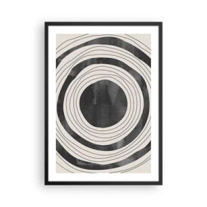 Poster în ramă neagră - Cercuri concentrice abstracte în alb și negru - 50x70cm - Direct la subiect - Decorațiune modernă pentru perete pentru living și dormitor ARTTOR