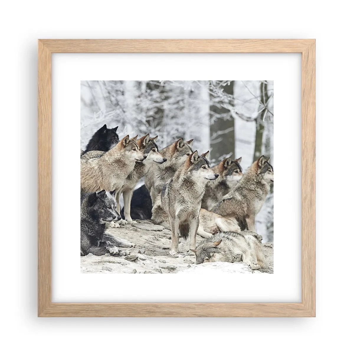 Poster în ramă de stejar deschis - Familie și prieteni - 30x30 cm