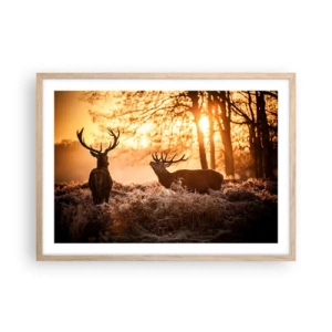 Poster în ramă de stejar deschis - Visul unui vânător - 70x50 cm