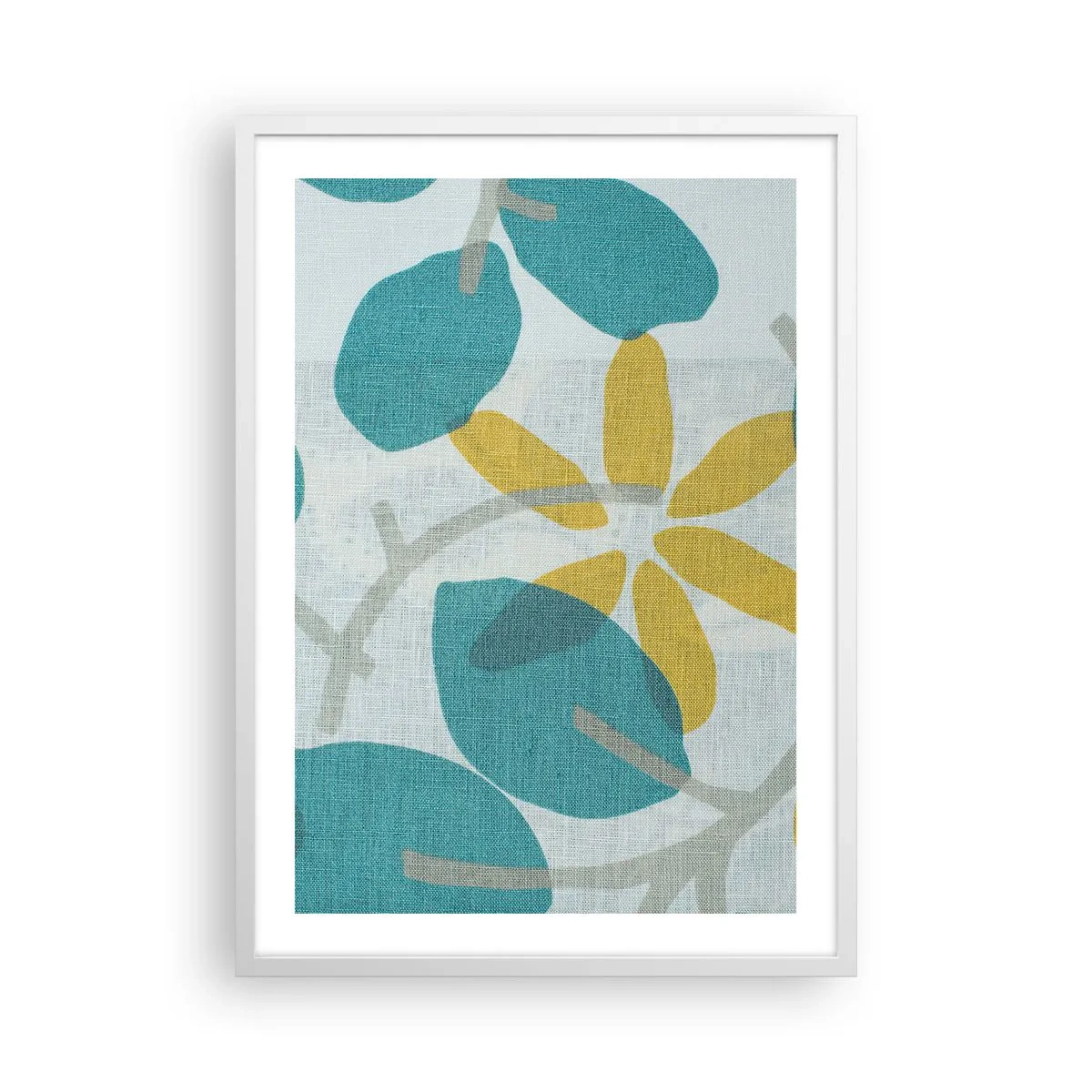 Poster în ramă albă - Printre frunzele de azur - 50x70 cm