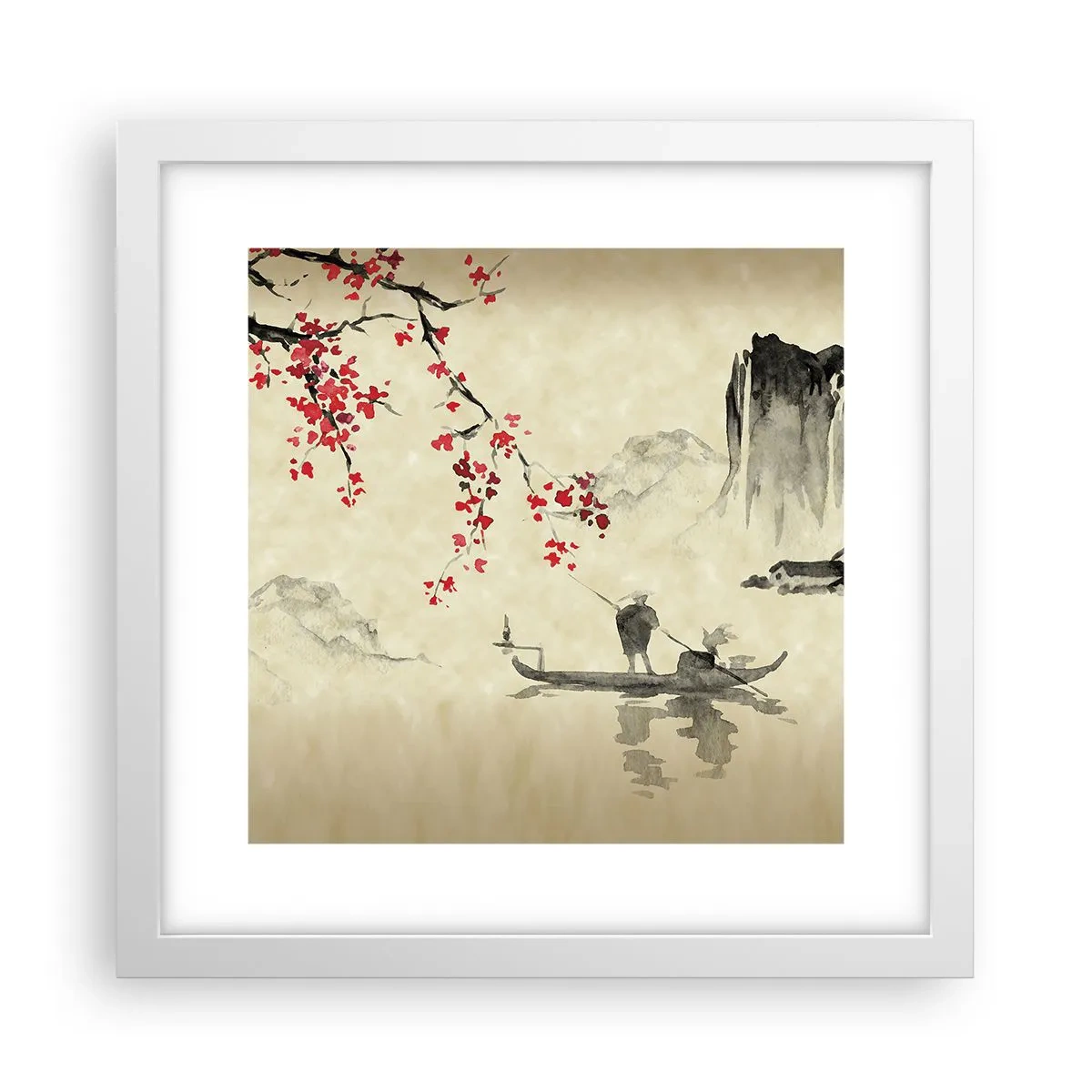Poster în ramă albă - În țara florilor de cireș - 30x30 cm