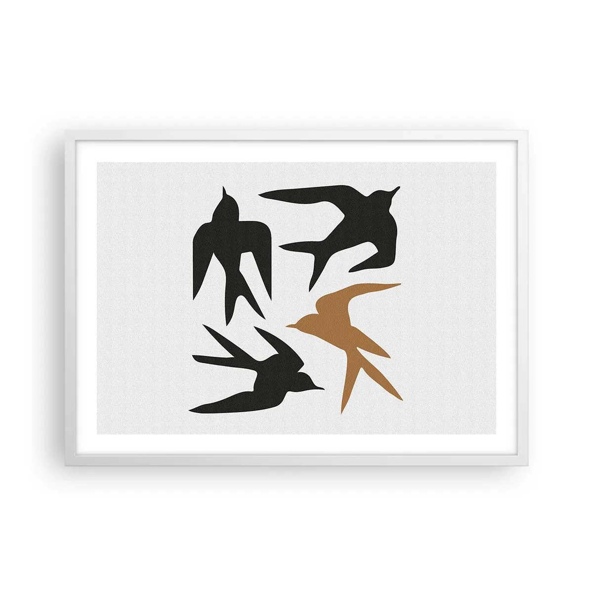 Poster în ramă albă - Jocurile rândunelelor - 70x50 cm