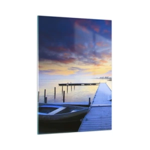 Tablou pe sticlă - Seninătate mov-auriu - 50x70 cm