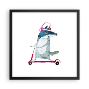 Poster în ramă neagră - Bucurie de bursuc - 40x40 cm