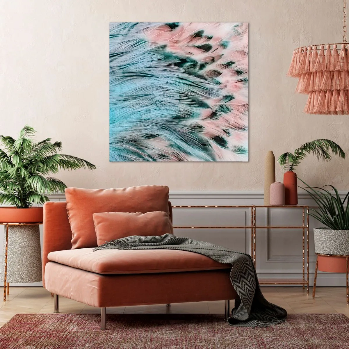 Tablou pe pânză - Puful roz și safir - 60x60 cm