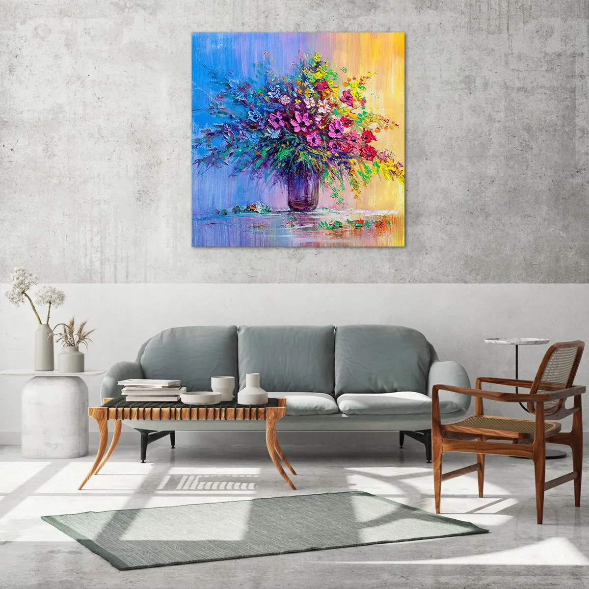 Tablou pe sticlă - Darul unei pajiști de vară - 50x50 cm