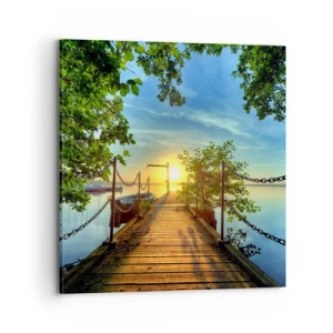 Tablou pe pânză - Apusul la malul apei - 70x70 cm